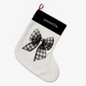 Zwarte en witte gingham gecontroleerd grote kerstsok (Voorkant (Hangend))