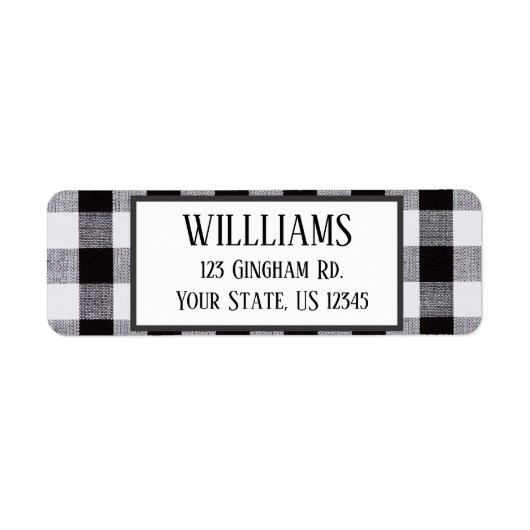 Zwarte en witte gingham Herfst Autum Etiket (Voorkant)