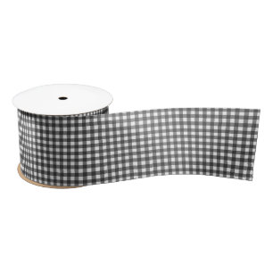 ZWARTE EN WITTE GINGHAM SATIN RIBBON SATIJNEN LINT