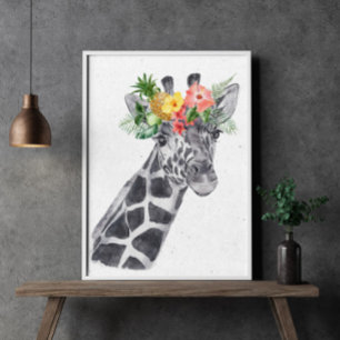 Zwarte en witte Giraffe in kweekdier Poster