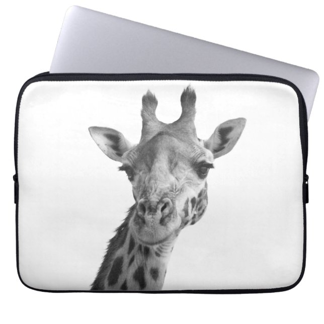 Zwarte en witte Giraffe Laptop Sleeve (Voorkant)