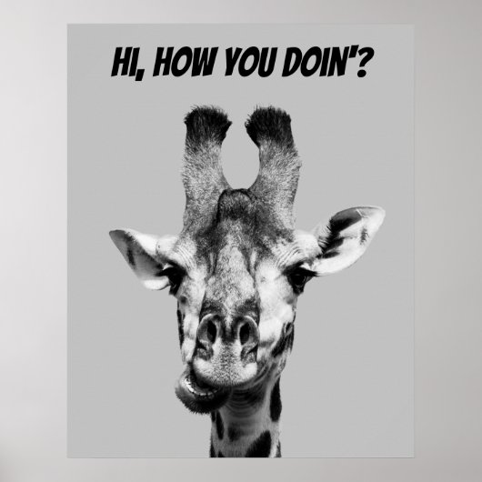 Zwarte en witte Giraffe Poster (Voorkant)