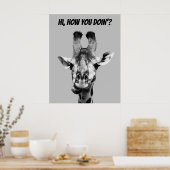 Zwarte en witte Giraffe Poster (Keuken)