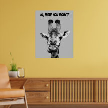 Zwarte en witte Giraffe Poster