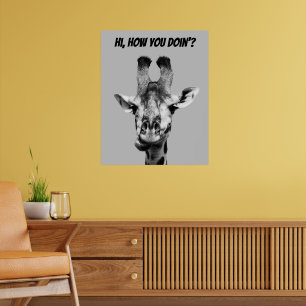 Zwarte en witte Giraffe Poster
