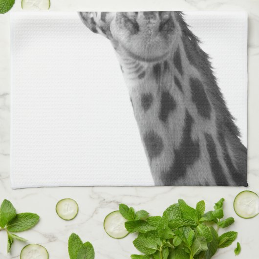 Zwarte en witte Giraffe Theedoek (Gevouwen)