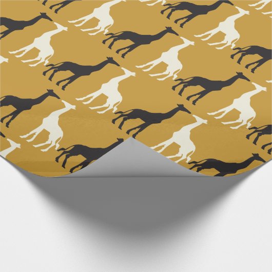 Zwarte en witte Giraffes Cadeaupapier (Hoek)