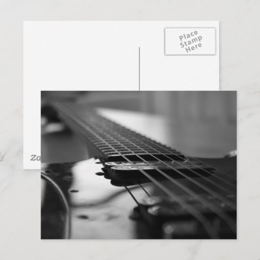 Zwarte en witte gitaar briefkaart (Voorkant / Achterkant)