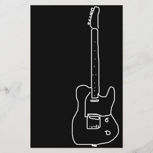 zwarte en witte gitaar briefpapier (Voorkant)