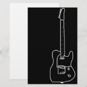 zwarte en witte gitaar briefpapier (Voorkant / Achterkant)