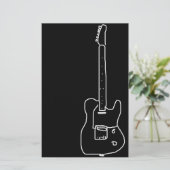 zwarte en witte gitaar briefpapier (Staand voorkant)