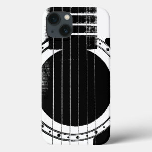 zwarte en witte gitaar iPhone 13 hoesje