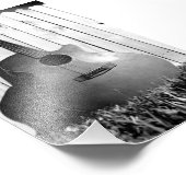 Zwarte en witte gitaar foto afdruk (Hoek)