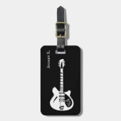 Zwarte en witte gitaar, gitarist bagagelabel (Voorkant verticaal)