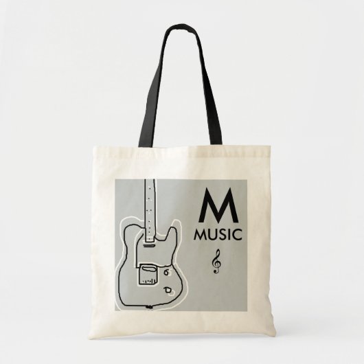 zwarte en witte gitaar tote bag (Voorkant)