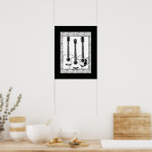 zwarte en witte gitaardecor poster (Keuken)