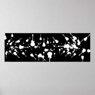 zwarte en witte gitaarrots poster
