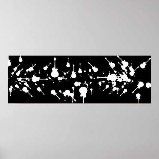 zwarte en witte gitaarrots poster (Voorkant)