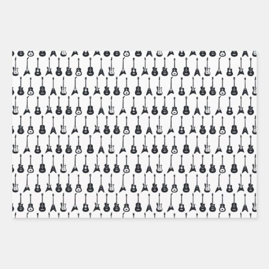 Zwarte en witte gitaren inpakpapier vel (Voorkant)