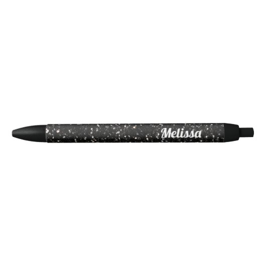 Zwarte en witte glanzende glitter sparkles persona inkt pen (Voorkant)