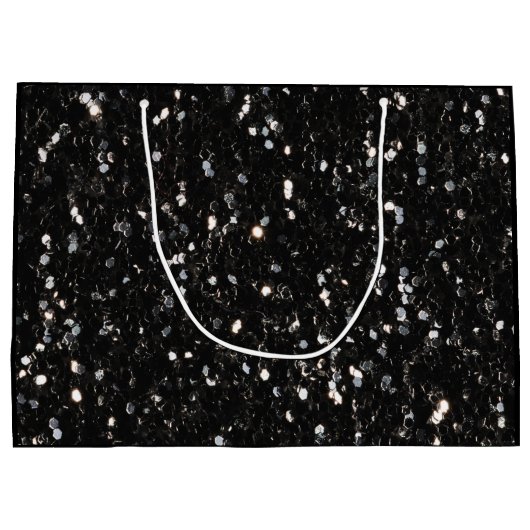 Zwarte en witte glanzende glitter sparkles Sweet 1 Groot Cadeauzakje (Achterkant)