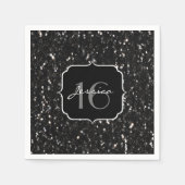 Zwarte en witte glanzende glitter sparkles Sweet 1 Servet (Voorkant)