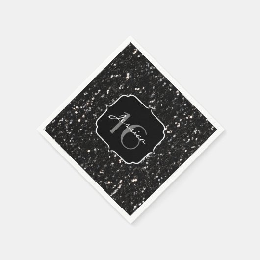 Zwarte en witte glanzende glitter sparkles Sweet 1 Servet (Hoek)