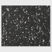 Zwarte en witte glinsterende glitssparken cadeaupapier (Vlak)