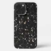Zwarte en witte glinsterende glitssparken iPhone hoesje (Achterkant)