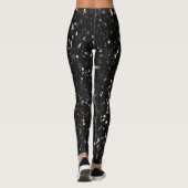 Zwarte en witte glinsterende glitssparken leggings (Achterkant)