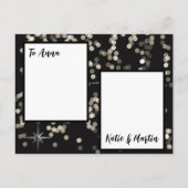 Zwarte en witte glinsterende sterren Prettig kerst Uitnodiging Briefkaart (Achterkant)