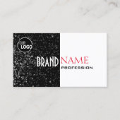 Zwarte en witte glittersterren met Logo Moderne Visitekaartje (Voorkant)