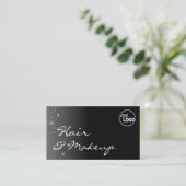 Zwarte en witte glittersterren met Logo stijlvol Visitekaartje (Staand voorkant)