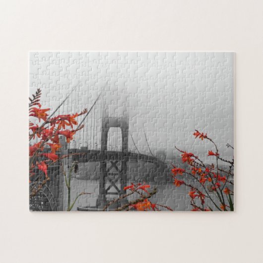 Zwarte en witte Golden Gate Bridge Legpuzzel (Horizontaal)