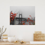 Zwarte en witte Golden Gate Bridge Poster (Keuken)