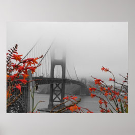 Zwarte en witte Golden Gate Bridge Poster