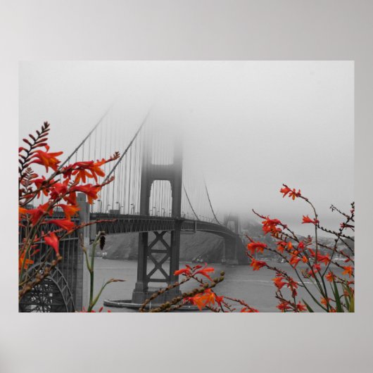 Zwarte en witte Golden Gate Bridge Poster (Voorkant)