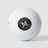 zwarte en witte golfbal met monogram golfballen (Voorkant)