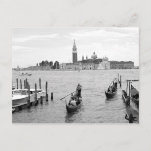 Zwarte en witte gondolier in Venetië Briefkaart