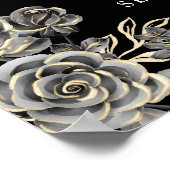 Zwarte En Witte Gothische Rozen Lichtjes Trouwsign Poster (Hoek)