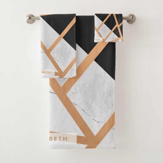 Zwarte en witte gouden marmer bad handdoek (Insitu)