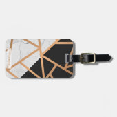 Zwarte en witte gouden marmer bagagelabel (Voorkant horizontaal)