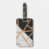 Zwarte en witte gouden marmer bagagelabel (Achterkant verticaal)