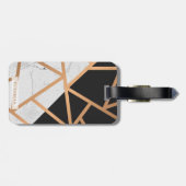 Zwarte en witte gouden marmer bagagelabel (Achterkant horizontaal)