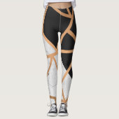Zwarte en witte gouden marmer leggings (Voorkant)