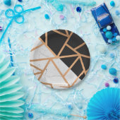 Zwarte en witte gouden marmer papieren bordje (Feest)