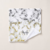 Zwarte en witte goudsparametensmaak Monogram Bad Handdoek (Wasdoekje)