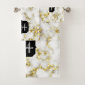 Zwarte en witte goudsparametensmaak Monogram Bad Handdoek (Insitu)