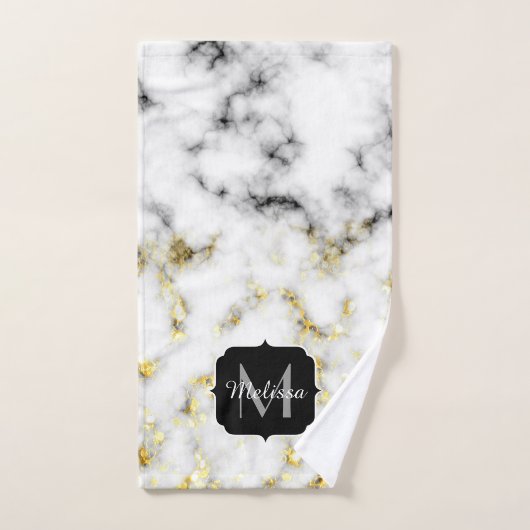 Zwarte en witte goudsparametensmaak Monogram Bad Handdoek (Handdoek)