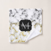 Zwarte en witte goudsparametensmaak Monogram Bad Handdoek (Wasdoekje)